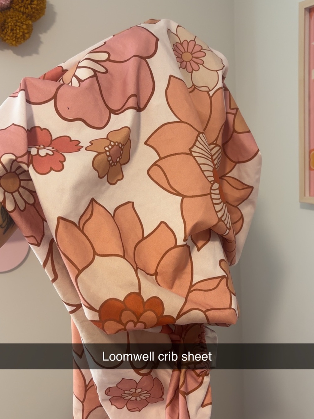 Floral Pink & Peach Crib Sheet - Loomwell